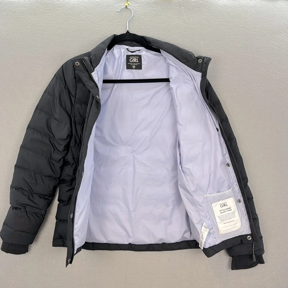 Athleta Girls can’t snow me down jacket black full zip up‎ coat size XXL -16